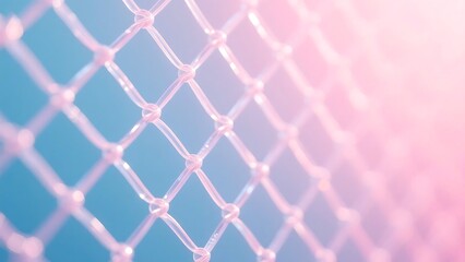 Fototapeta premium Pink netting against a soft blue and pink gradient background