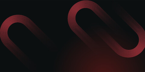 Abstract red glowing geometric lines on black background. Modern shiny red diagonal rounded lines graphic design. presentation
