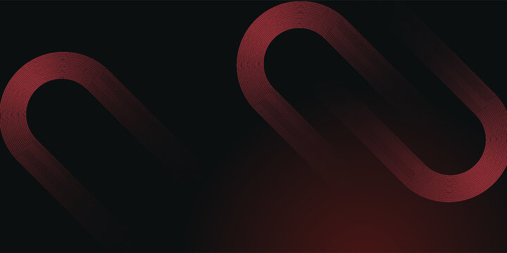 Abstract red glowing geometric lines on black background. Modern shiny red diagonal rounded lines graphic design. presentation