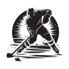 Ice hockey arena player shooting Competitive Team Intense Game. professional forward player © Sufian