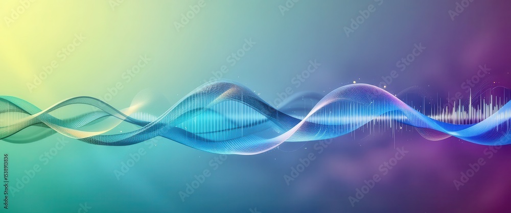 Poster colorful sound wave background design for computer monitors enhancing digital workspaces