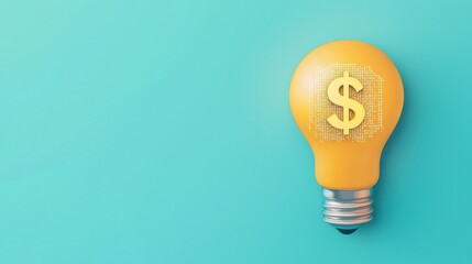 Fintech, Finance and Startup Light bulb with dollar sign, symbolizing financial ideas and innovation.