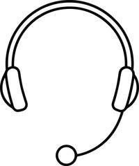 headset microphone icon line art vector illustration on transparent background	
