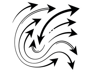 Fototapeta premium Arrow Design for Graphic Projects, Collection of Black Arrows in Various Styles, diverse assortment of black arrows in various shapes and orientations. arrow, arrows, black, black arrows, graphic desi