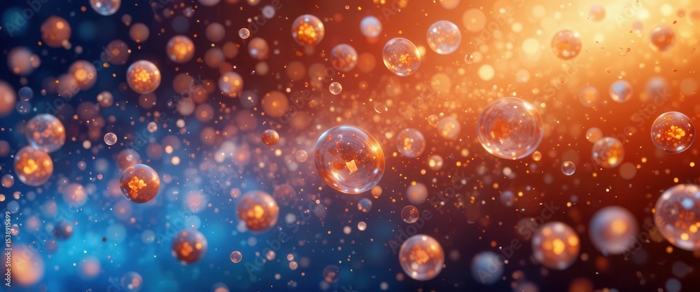 Aufkleber colorful abstract background with glowing spheres and particles for computer screens