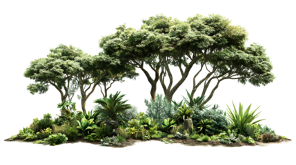  lush trees, cut out isolated on white or transparent background  background 