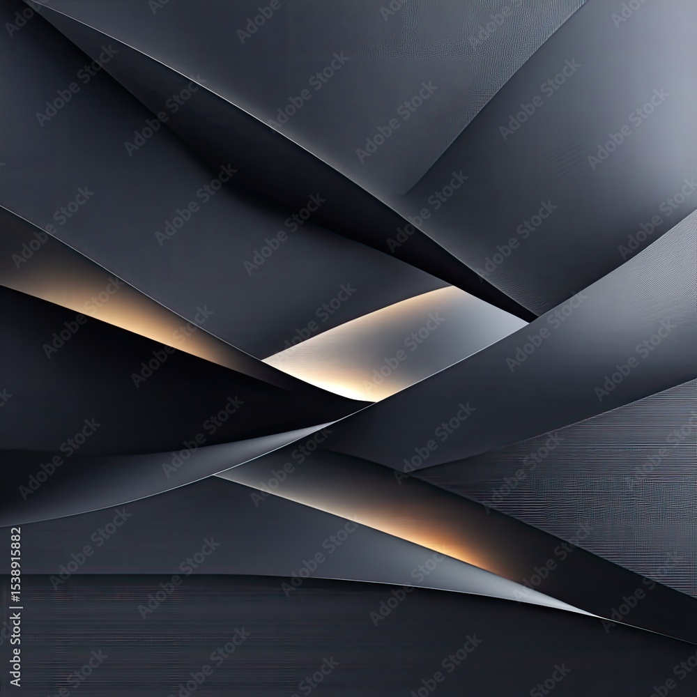 Poster abstract dark grey angular design with deep black shadows