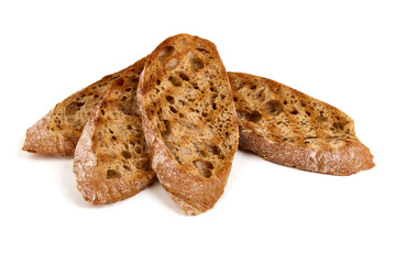 Bread Slices Isolated, Crispy Crust, Close-up