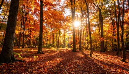 Obraz premium Autumn in the tree woods