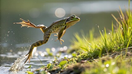 frog, sharp and realistic, Photo, Natural light.