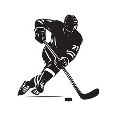 Ice hockey arena player shooting Competitive Team Intense Game. professional forward player