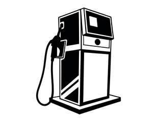 Black and White Illustration of a Fuel Pump, graphic, and stylized illustration of a gas pump, gas pump, fuel pump, vintage gas station, retro, classic, black and white, illustration, graphic, vector,