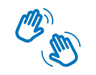 Fototapeta premium hands interacting, a digital touch gesture icon, outlined graphic of two hands making a touch or gesture action, suggesting interaction or a tap, hand, hands, interaction, communication, gesture, ico