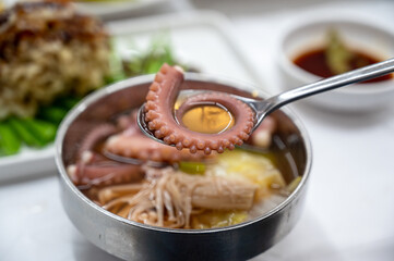 Korea traditional food. Octopus Soup