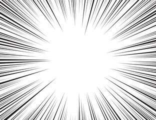 Obraz premium Manga comic explosion, motion or movement effect, vector background. Manga anime cartoon radial speed lines and abstract pattern for comic book burst, flash ray or explode bang action