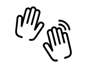 hands interacting, a digital touch gesture icon,  outlined graphic of two hands making a touch or gesture action, suggesting interaction or a tap, hand, hands, interaction, communication, gesture, ico