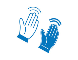 Simple Black and White Clapping Hands Icon, graphic illustration of two hands clapping, hand clap, applause, celebration, recognition, icon, graphic, vector, illustration, simple, flat design, black a