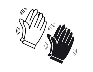 Simple Black and White Clapping Hands Icon, graphic illustration of two hands clapping, hand clap, applause, celebration, recognition, icon, graphic, vector, illustration, simple, flat design, black a