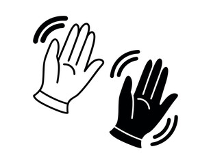 Simple Black and White Clapping Hands Icon, graphic illustration of two hands clapping, hand clap, applause, celebration, recognition, icon, graphic, vector, illustration, simple, flat design, black a