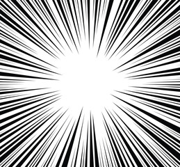 Naklejka premium Manga comic explosion, motion or movement effect, vector background. Manga anime cartoon radial speed lines and abstract pattern for comic book burst, flash ray or explode bang action