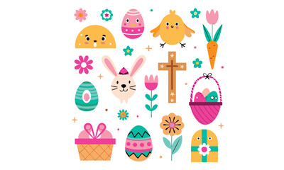 A collection of Easter bunny and bird characters