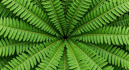Macro shot of fern leaves with radial composition