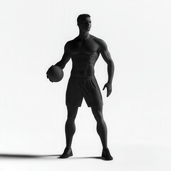 Fototapeta premium 3D silhouette of an athlete holding ball, sport action pose