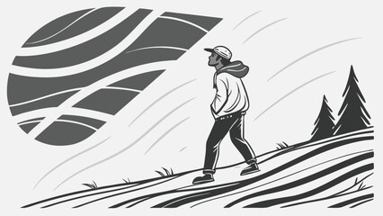 Abstract geometric grayscale brush stroke design