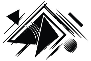 Abstract grayscale geometric brush stroke design
