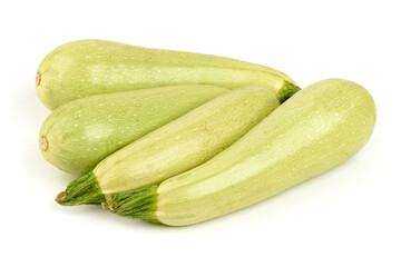 Zucchini Group, Isolated Fresh Vegetables, White Background