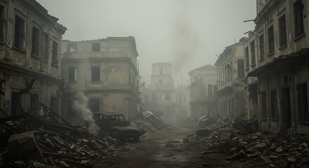 Desolate Cityscape A Post-Apocalyptic Scene of Ruins and Destruction