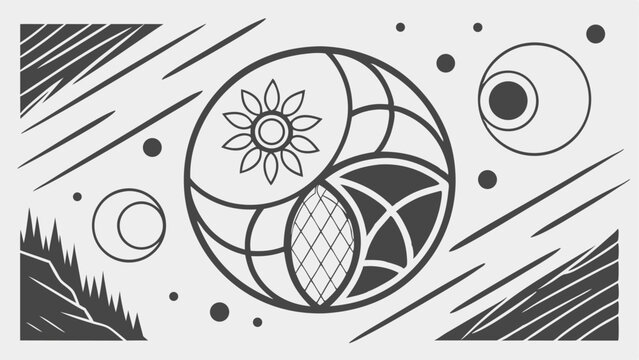 Abstract grayscale geometric brush stroke design