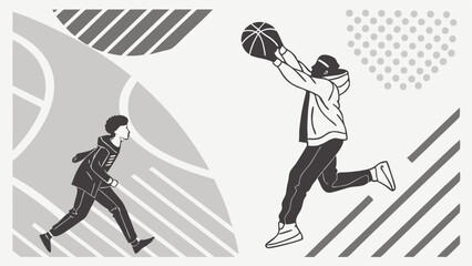 Abstract grayscale geometric brush stroke design