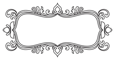 Black frame for name tag Vintage line prayer frame pattern for decoration.