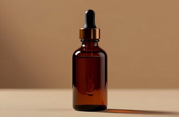 Fototapeta premium Dropper serum bottle mock up with blank label, place for logo, design, text. minimal studio with soft light background