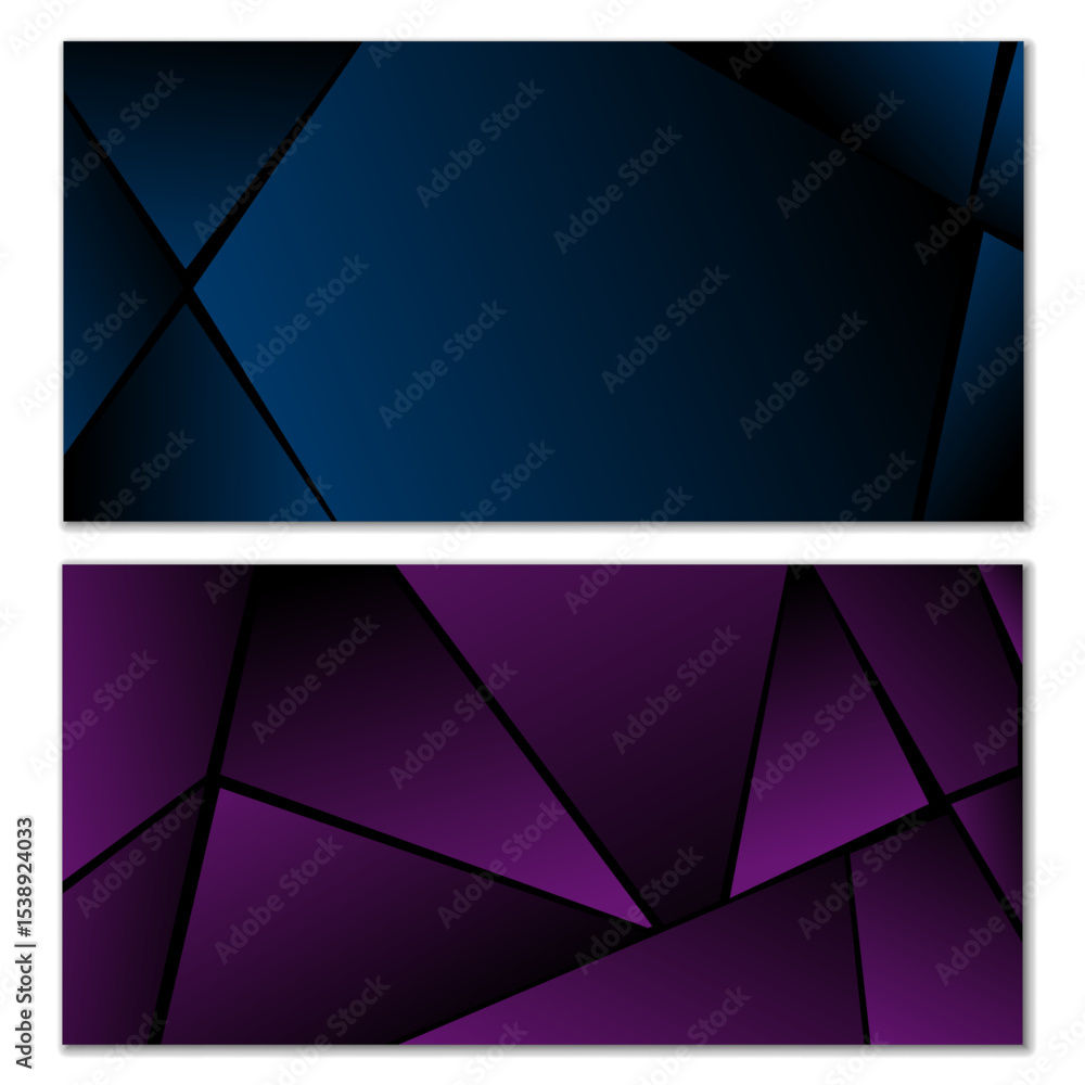 Poster abstract polygonal pattern. set of two dark gradient polygonal backgrounds. background design, cover
