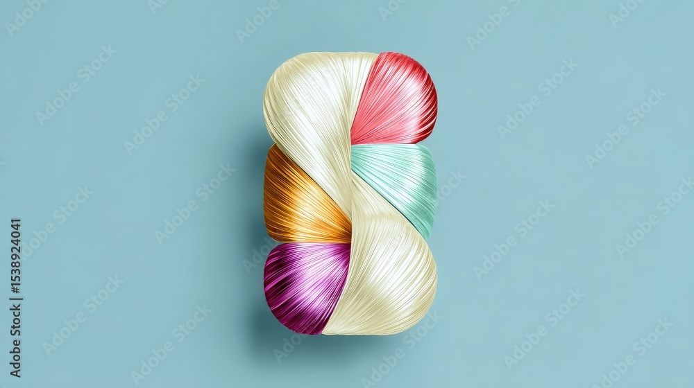 Poster abstract 3d twisted shape with soft metallic finish