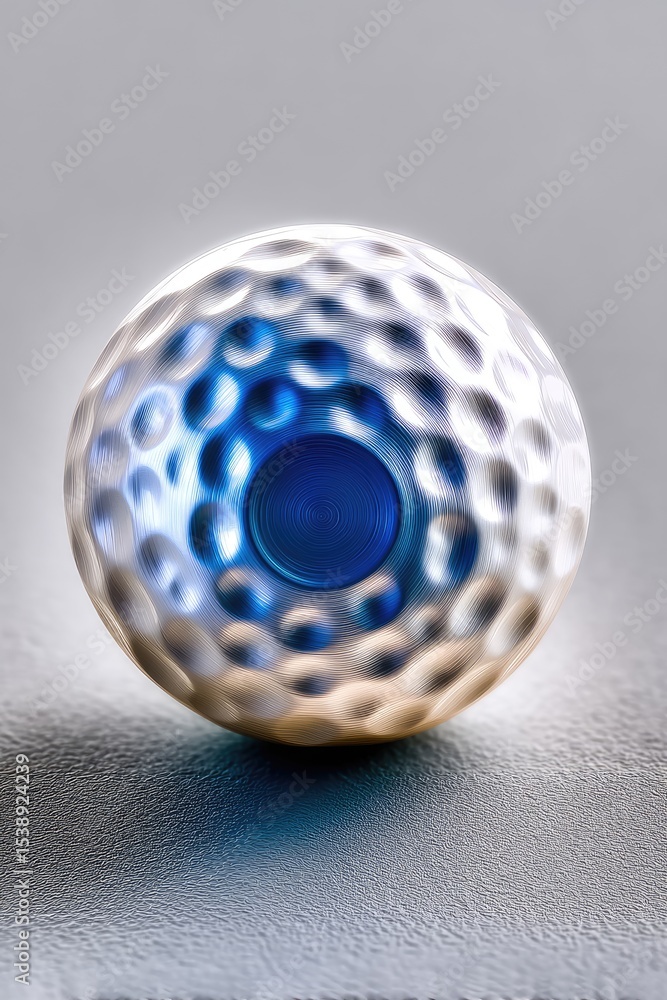 Poster abstract 3d sphere with blue and white grid pattern