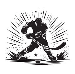 Ice hockey arena player shooting Competitive Team Intense Game. professional forward player © Sufian