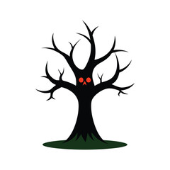 A Halloween haunted tree vector art illustration