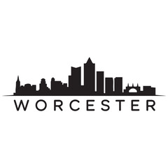 Naklejka premium Worcester skyline silhouette. Black Worcester city. Vector black silhouette. with white background