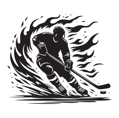 Ice hockey arena player shooting Competitive Team Intense Game. professional forward player