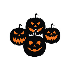 Multiple jack o lantern vector art illustration