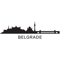Obraz premium Belgrade skyline horizontal banner. Belgrade, Serbia. Vector template for your design. Vector black silhouette. with white background