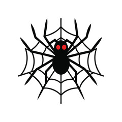 Spider with spider webs vector art illustration