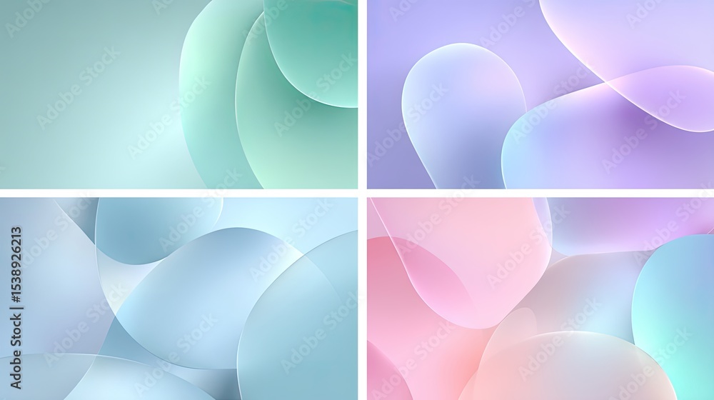 Poster abstract pastel rounded shapes seamless pattern background