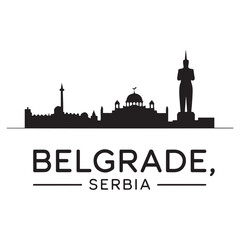 Fototapeta premium Belgrade skyline horizontal banner. Belgrade, Serbia. Vector template for your design. Vector black silhouette. with white background