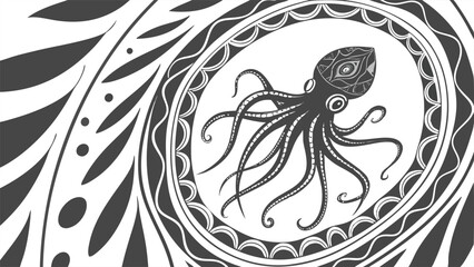 Abstract swirling black and white monochrome psychedelic design