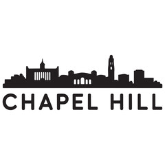 Naklejka premium Chapel Hill skyline horizontal banner. Chapel Hill, NC. Vector template for your design. Vector black silhouette. with white background