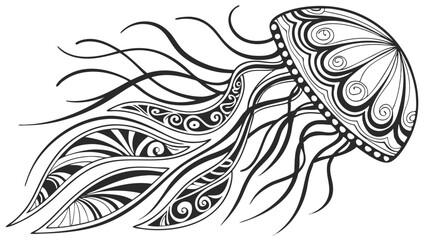 Abstract swirling black and white monochrome psychedelic design